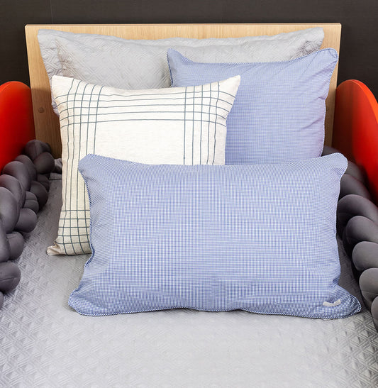Capa de Almofada Xadrez 60x40cm - Azul 
