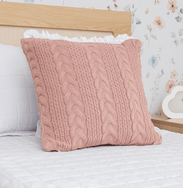 Capa de Almofada Tricot Dalia 50cm x 50cm - Rosa