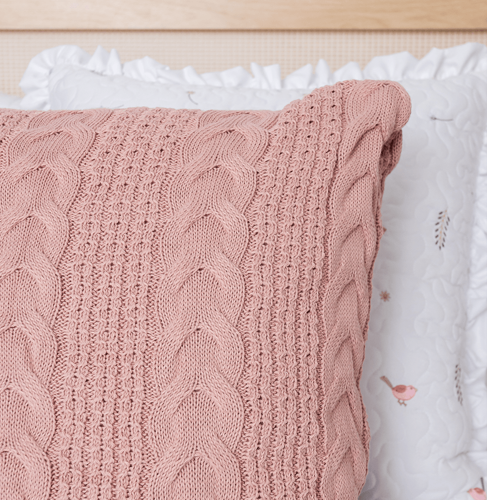 Capa de Almofada Tricot Dalia 50cm x 50cm - Rosa