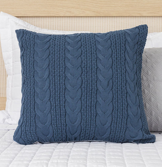 Capa de Almofada Tricot Dalia 50cm x 50cm - Azul Jeans