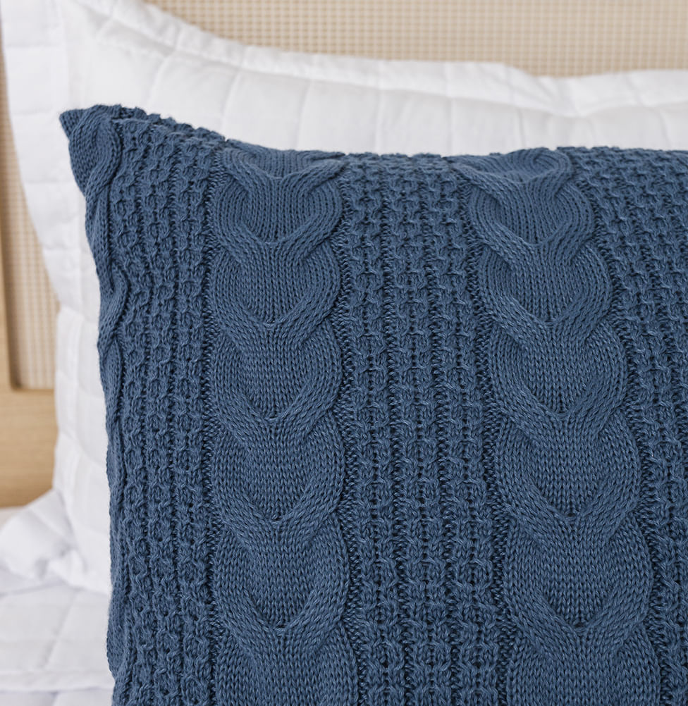 Capa de Almofada Tricot Dalia 50cm x 50cm - Azul Jeans