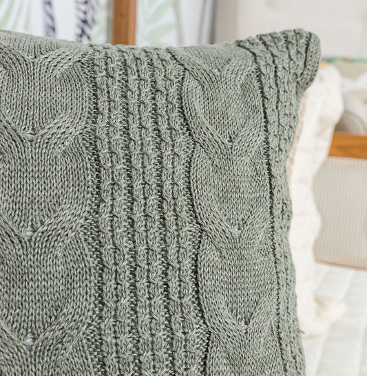 Capa de Almofada Tricot Dalia 50cm x 50cm - Verde Malva