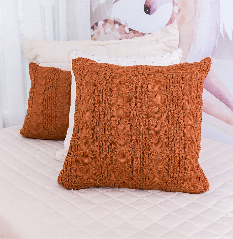 Capa de Almofada Tricot Dalia 50cm x 50cm - Cobre
