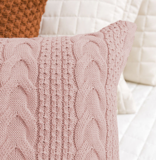 Capa de Almofada Tricot Dalia 60cm x 40cm - Rosa