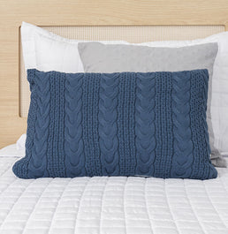 Capa de Almofada Tricot Dalia 60cm x 40cm - Azul Jeans