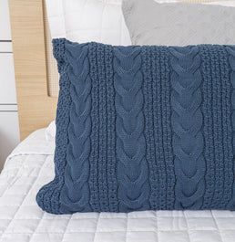 Capa de Almofada Tricot Dalia 60cm x 40cm - Azul Jeans