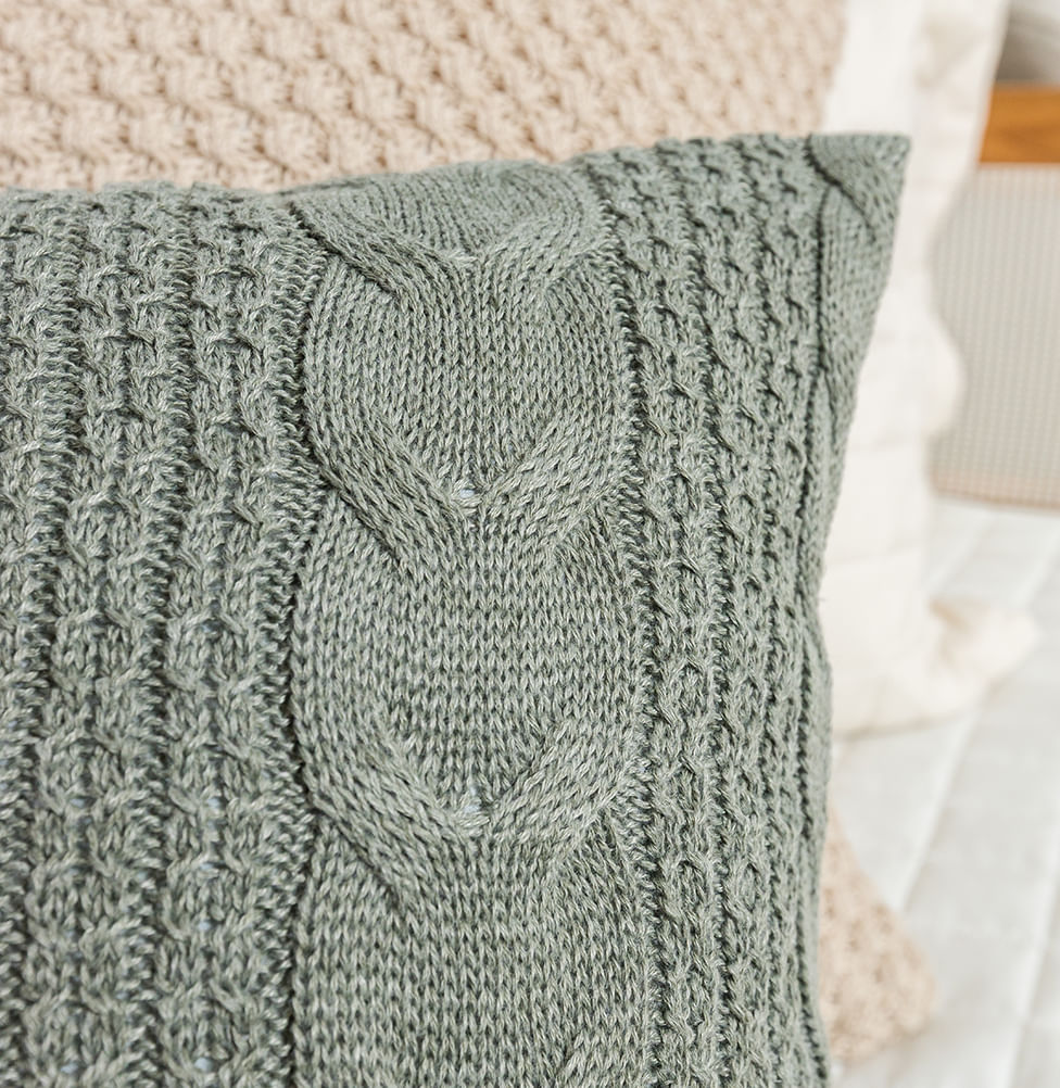 Capa de Almofada Tricot Dalia 60cm x 40cm - Verde Malva 