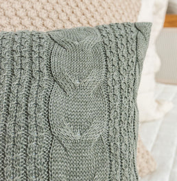 Capa de Almofada Tricot Dalia 60cm x 40cm - Verde Malva 