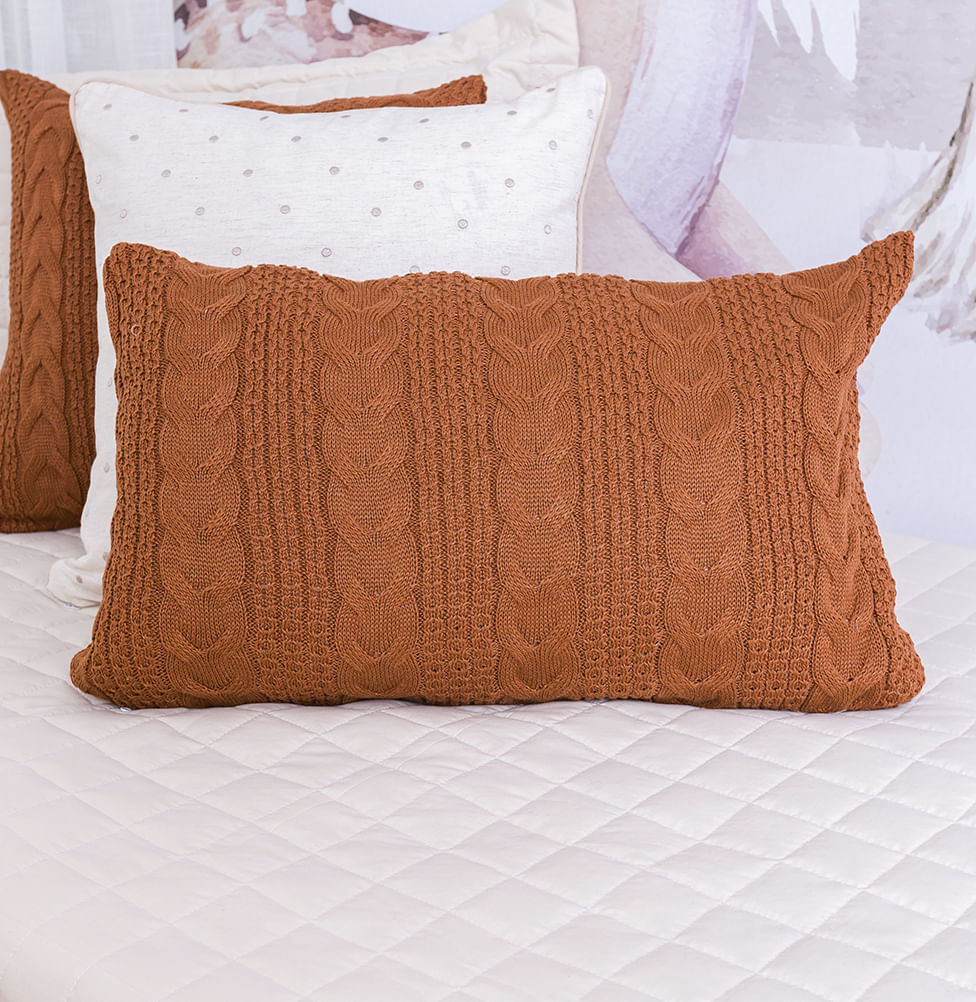 Capa de Almofada Tricot Dalia 60cm x 40cm - Cobre