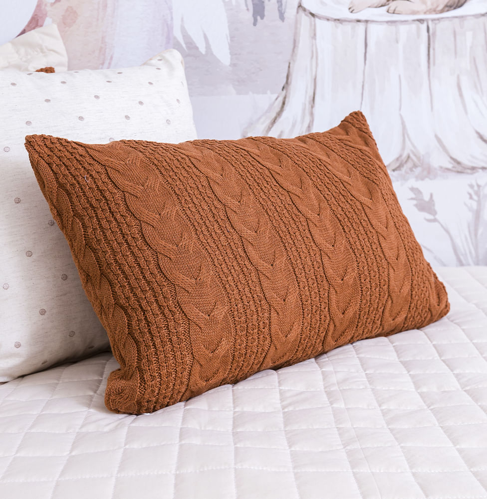 Capa de Almofada Tricot Dalia 60cm x 40cm - Cobre