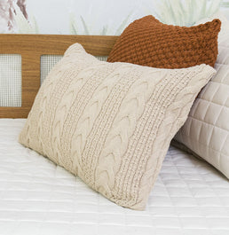 Capa de Almofada Tricot Dalia 60cm x 40cm - Bege Geada