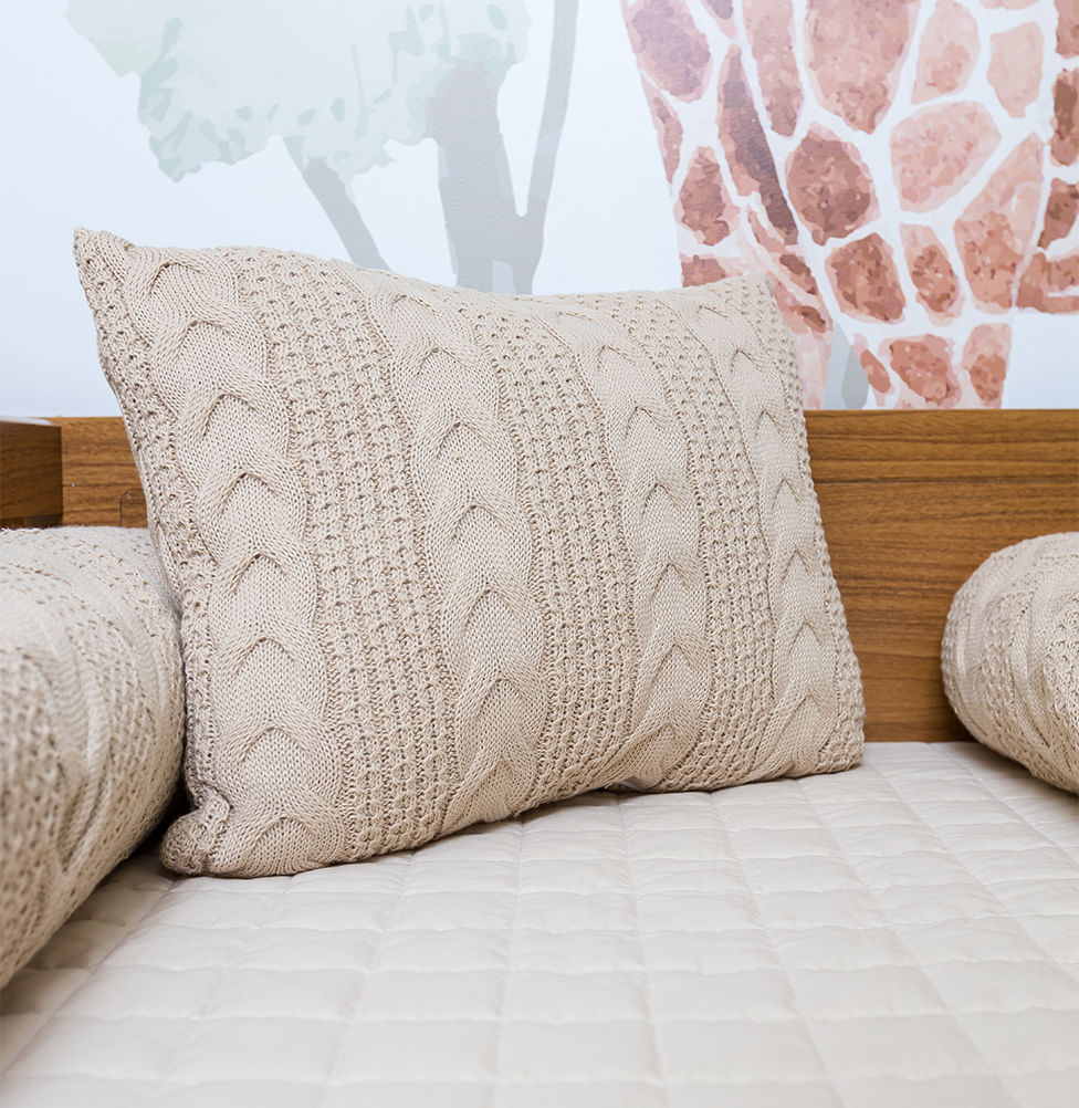 Almofada Tricot Dalia 40x30cm - Bege Geada