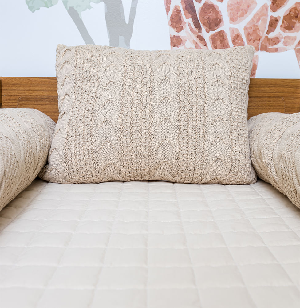 Almofada Tricot Dalia 40x30cm - Bege Geada