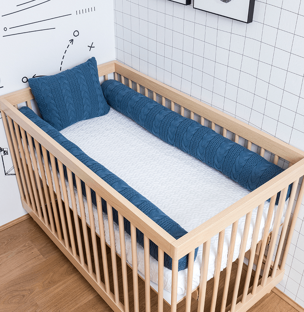 Kit 2 Rolos de Berço Tricot Dalia 1,30m - Azul Jeans