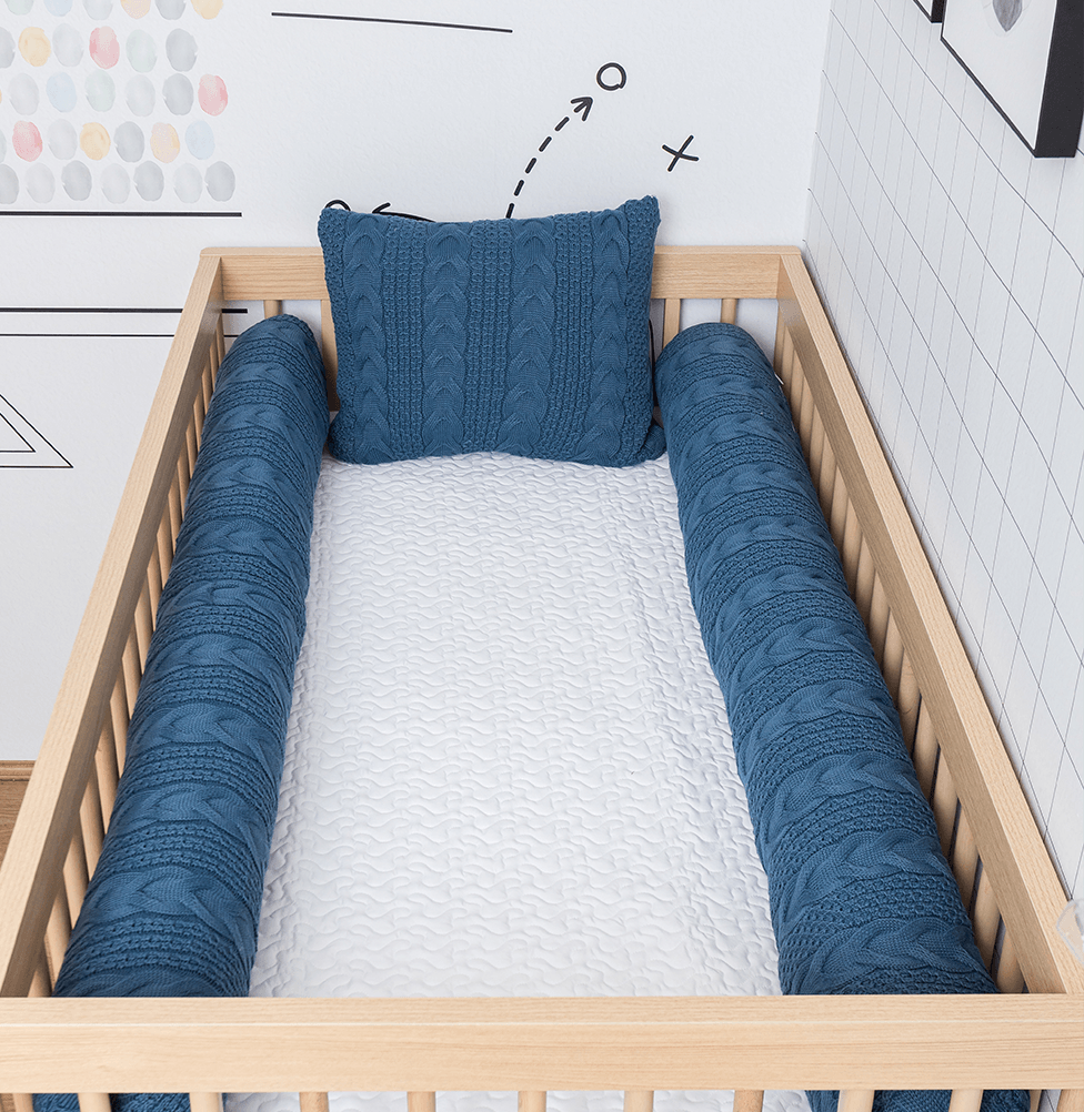 Kit 2 Rolos de Berço Tricot Dalia 1,30m - Azul Jeans