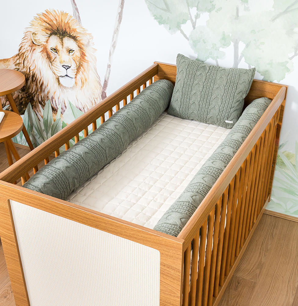 Kit 2 Rolos de Berço Tricot Dalia 1,30m - Verde Malva