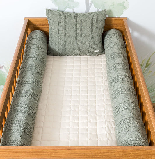 Kit 2 Rolos de Berço Tricot Dalia 1,30m - Verde Malva