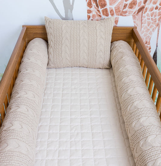 Kit 2 Rolos de Berço Tricot Dalia 1,30m - Bege Geada