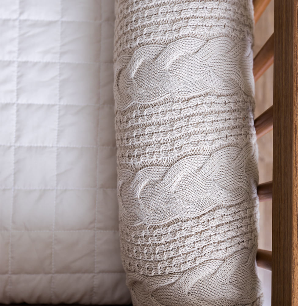 Kit 2 Rolos de Berço Tricot Dalia 1,30m - Bege Geada