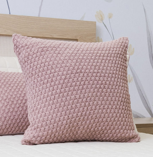 Capa de Almofada Tricot Colmeia 50cm x 50cm - Rosa