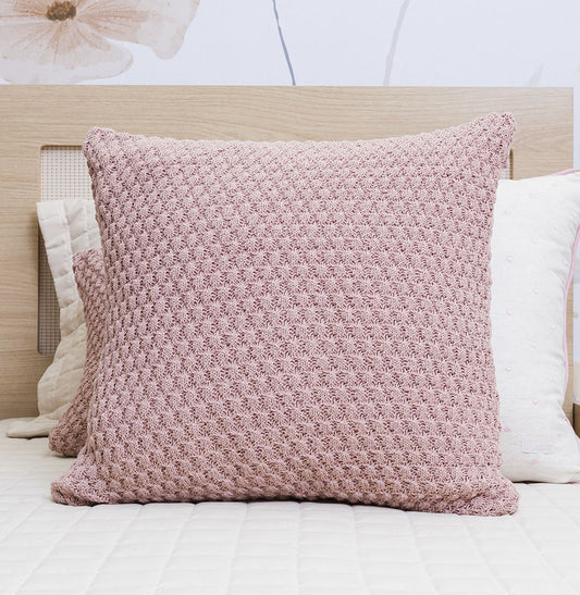Capa de Almofada Tricot Colmeia 50cm x 50cm - Rosa