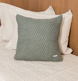 Capa de Almofada Tricot Colmeia 50cm x 50cm - Verde Malva 