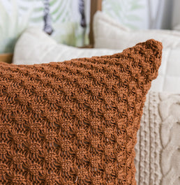 Capa de Almofada Tricot Colmeia 50cm x 50cm - Cobre