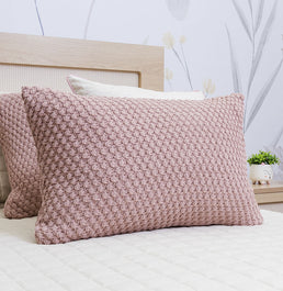 Capa de Almofada Tricot Colmeia 60cm x 40cm - Rosa
