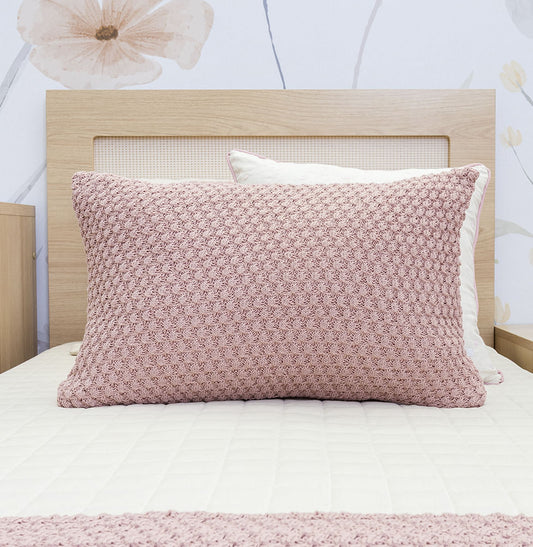 Capa de Almofada Tricot Colmeia 60cm x 40cm - Rosa