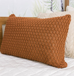 Capa de Almofada Tricot Colmeia 60cm x 40cm - Cobre
