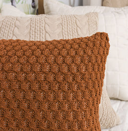 Capa de Almofada Tricot Colmeia 60cm x 40cm - Cobre