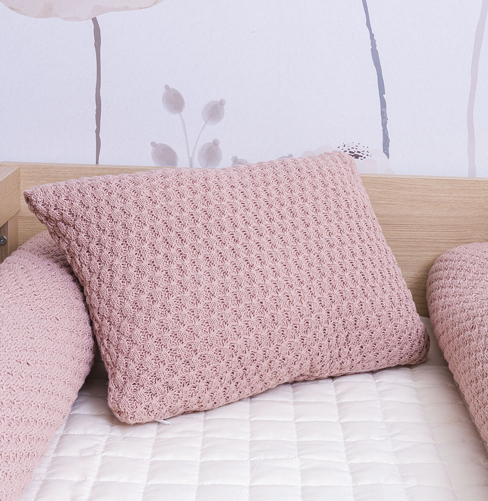 Almofada Tricot Colmeia 40x30cm - Rosa
