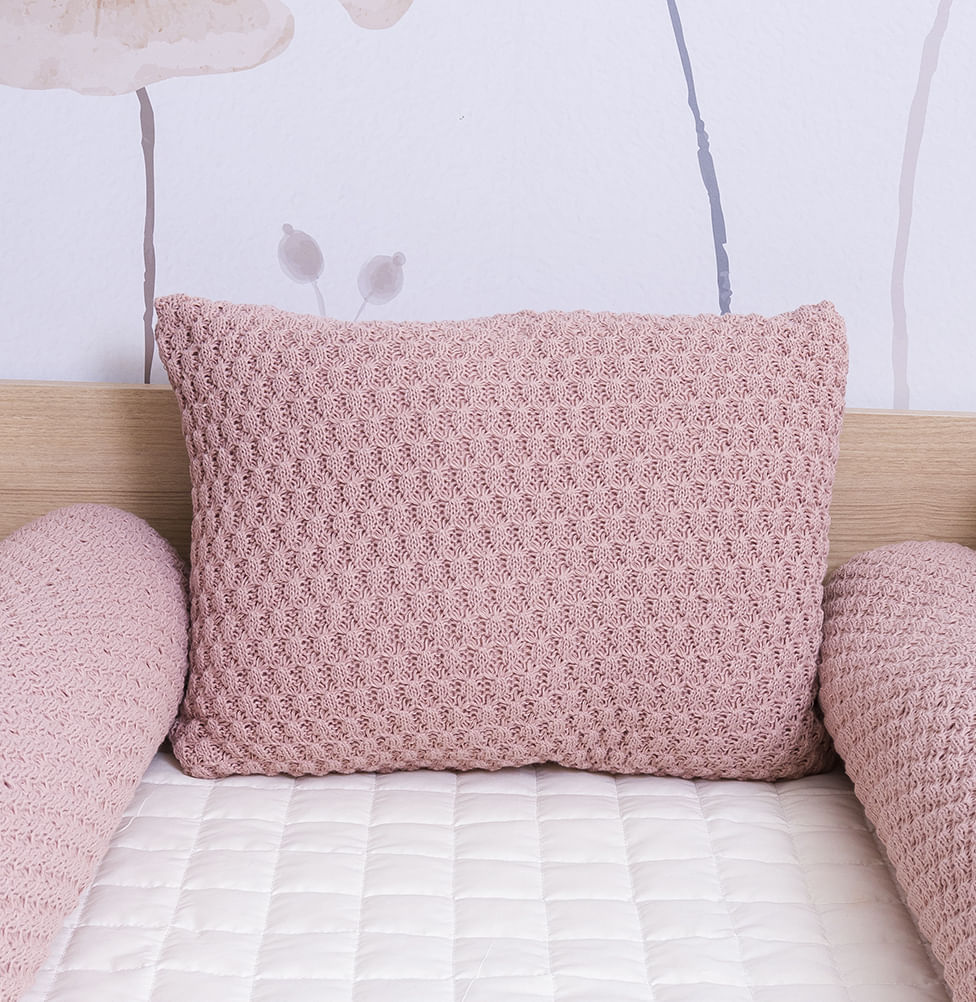 Almofada Tricot Colmeia 40x30cm - Rosa
