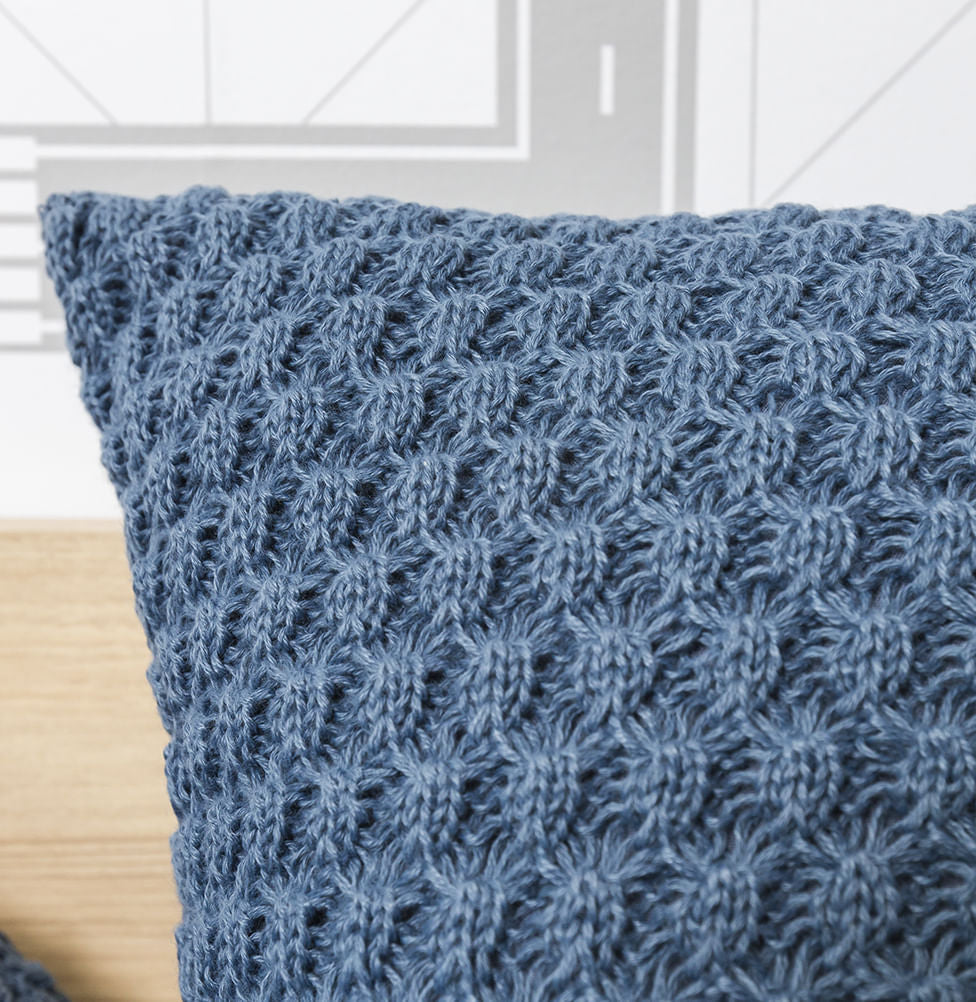 Almofada Tricot Colmeia 40x30cm - Azul Jeans