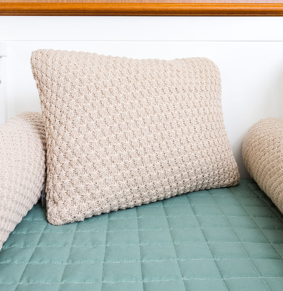 Almofada Tricot Colmeia 40x30cm - Bege Geada