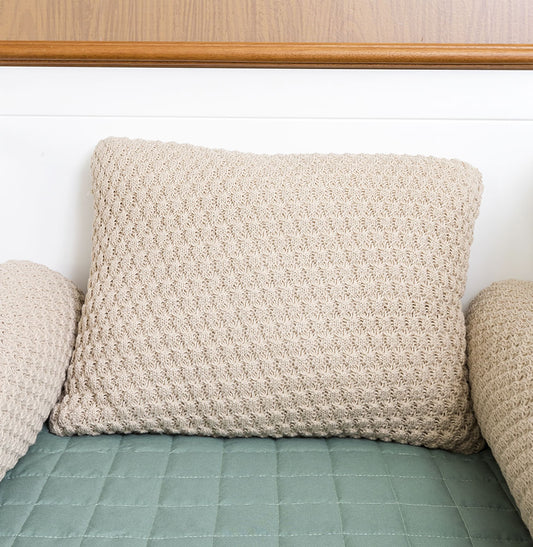 Almofada Tricot Colmeia 40x30cm - Bege Geada