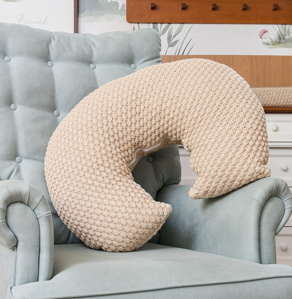 Almofada de Amamentação Tricot Colmeia - Bege Geada