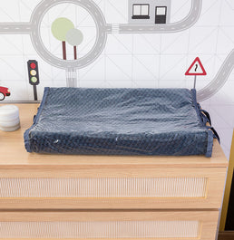 Trocador Tricot Colmeia - Azul Jeans