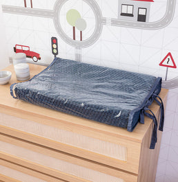 Trocador Tricot Colmeia - Azul Jeans