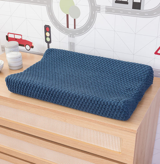 Trocador Tricot Colmeia - Azul Jeans