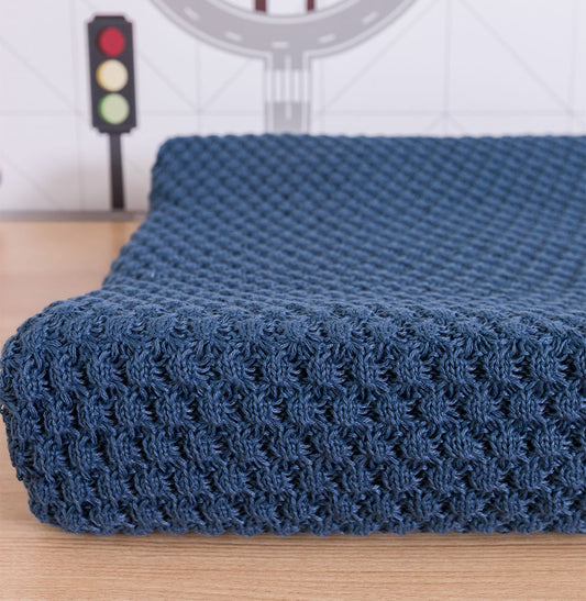 Trocador Tricot Colmeia - Azul Jeans