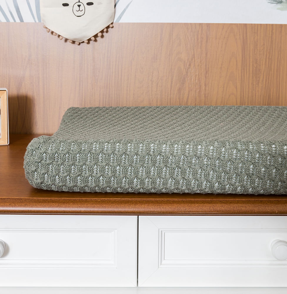 Trocador Tricot Colmeia - Verde Malva