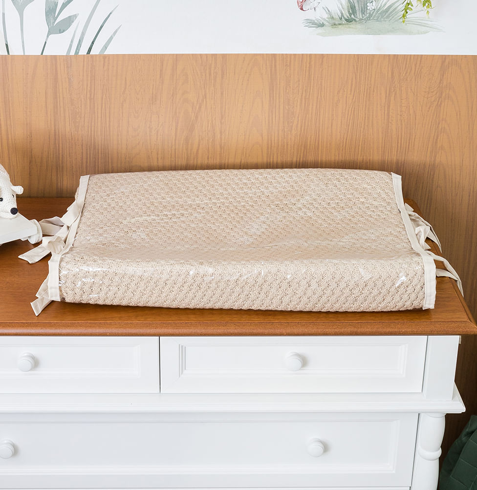 Trocador Tricot Colmeia - Bege Geada