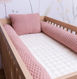 Kit 2 Rolos de Berço Tricot Colmeia 1,30m - Rosa