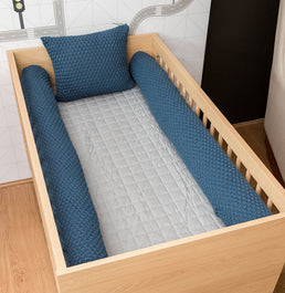 Kit 2 Rolos de Berço Tricot Colmeia 1,30m - Azul Jeans