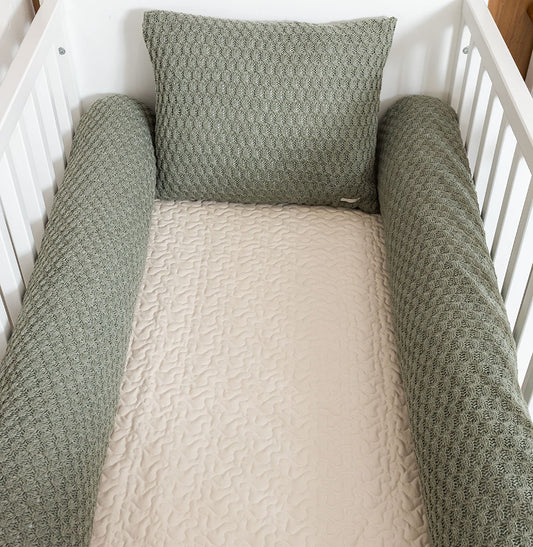 Kit 2 Rolos de Berço Tricot Colmeia 1,30m - Verde Malva