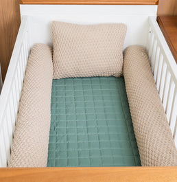 Kit 2 Rolos de Berço Tricot Colmeia 1,30m - Bege Geada