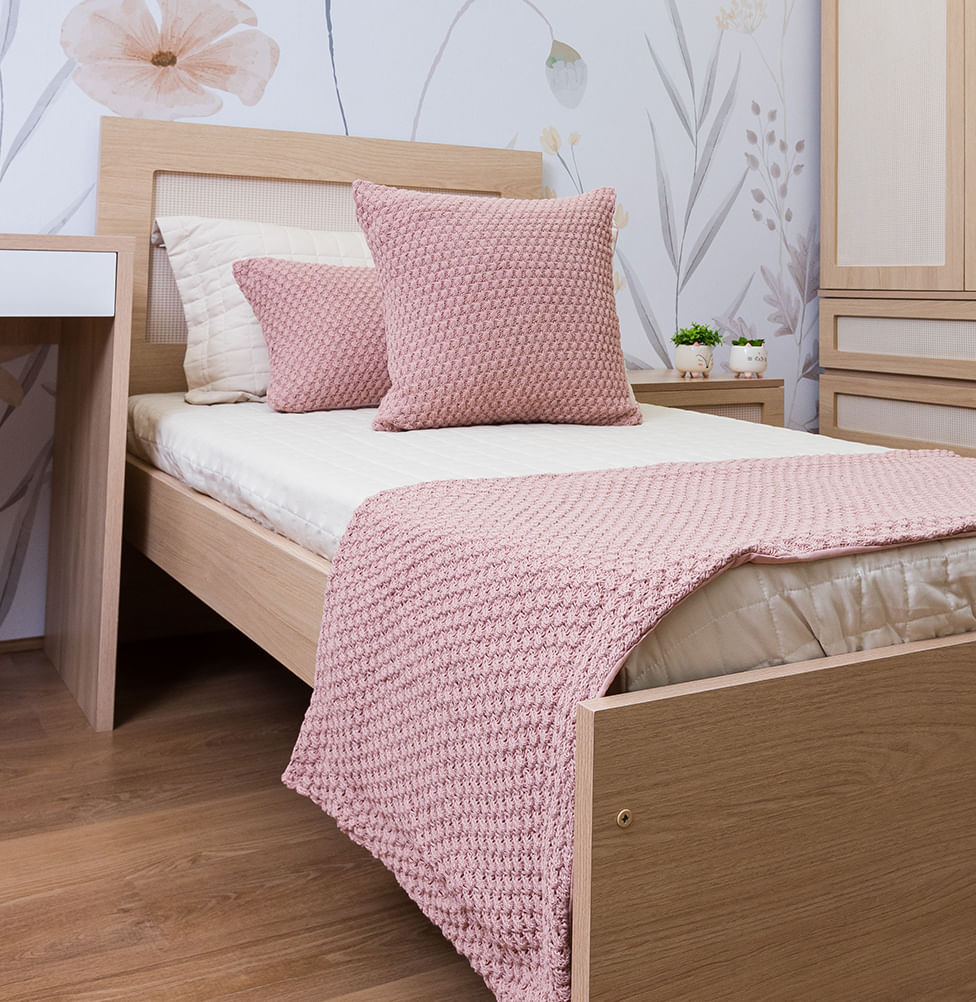Manta Peseira Tricot Colmeia - Rosa