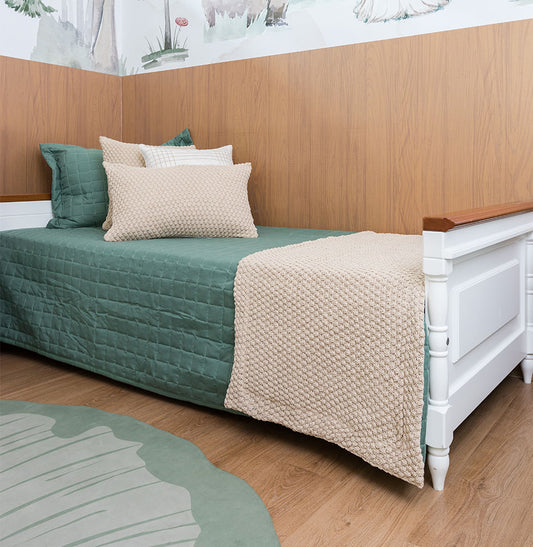 Manta Peseira Tricot Colmeia - Bege Geada