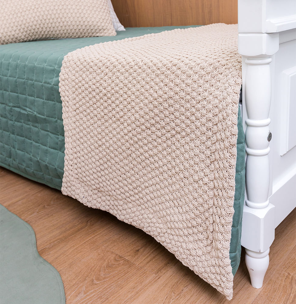 Manta Peseira Tricot Colmeia - Bege Geada